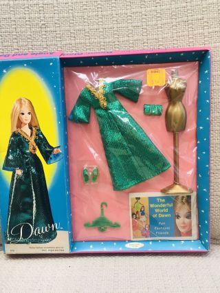 Vintage Topper Dawn Doll Fashion - Green Slink Dress - Fits Pippa Nrfb