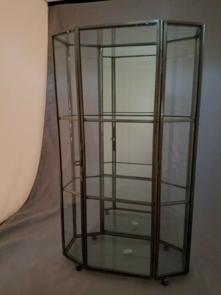 Retro Small Metal Glass Curio Display Cabinet Case Litetyme