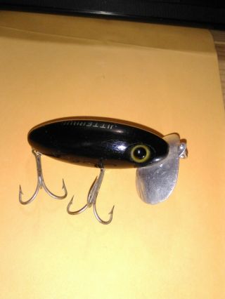 Vintage Lure Classic Black Jitterbug For Bass Fishing W/pat.  