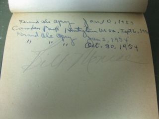 Bill Monroe Vintage Autographed Page From Autograph Book 4 1/2 X 5 1/2
