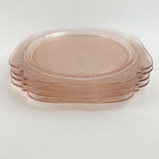 Vintage Federal Depression Glass Pink Madrid Dinner Plates Set Of 4