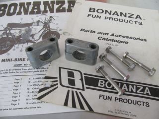 Bonanza Minibike Vintage Handle Bar Mounts Clamps Mx Bc Hodaka Mini Bike 7/8 "
