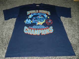 Vintage 1998 Majestic Ny Yankees World Series Champions T - Shirt In Size Large