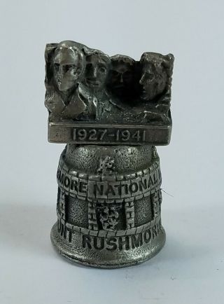 Vintage 1927 - 1941 Mount Rushmore National Memorial Wapw Pewter Souvenir Thimble