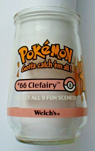 Vintage Welch ' s Jelly Glass Jar Pokemon 8 Clefairy in 1999 2
