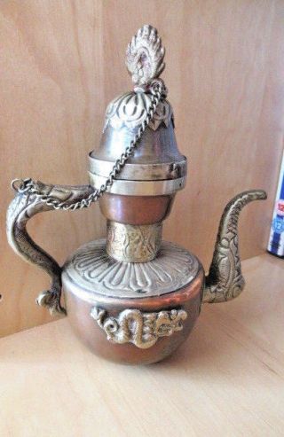 Vintage Arabic Small Coffee Pot Copper & Brass Very Ornate