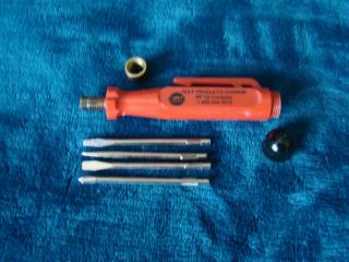 Vintage Gulf Gas Oil Pb Oil Co.  Pocket Advertising Screwdriver With 4 Bits.