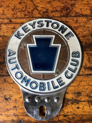Vintage Metal Keystone Automobile Club License Plate Topper
