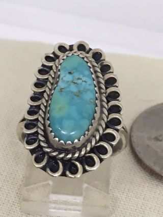 Vtg Sz 7.  5 Sterling Silver Native American Tirquoise Ring 5.  6g 32 - 9