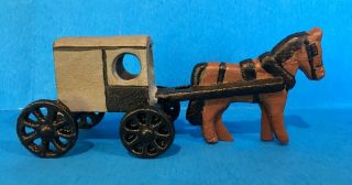Vintage Miniature Cast Iron Horse And Buggy