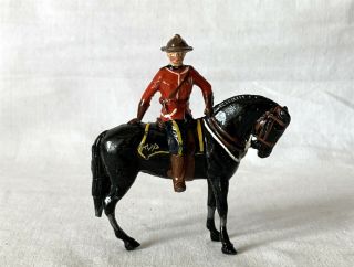Vintage Painted Lead Britians Ltd Mounted Canadian Mountie On Horse Toy Soldier