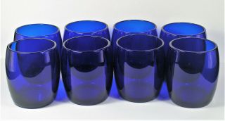 Vintage Libby Cobalt Blue Glass Cordial Tumblers.  Set Of 8
