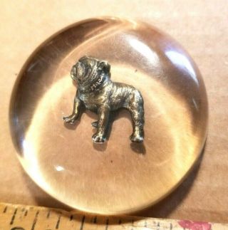 Vintage Mack Truck Bulldog Lucite Glass Paperweight Dome