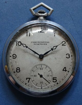 Vintage Chronometre Normana (revue Cal 33) 15j Cp Pocket Watch - 1920/30 