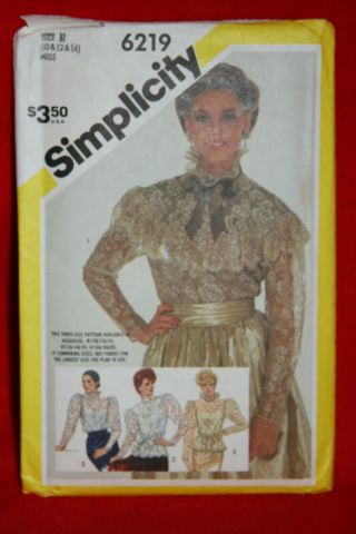 Simplicity 6219 Vintage Pullover Lace Blouses Pattern Size 10 - 12 - 14 Uncut (27)