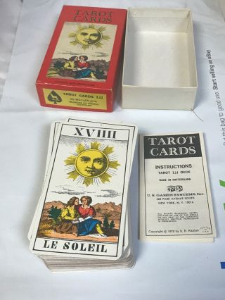 Vintage 1970 Tarot Cards Ag Muller 78 Card Deck W/ Box & Instructions Complete