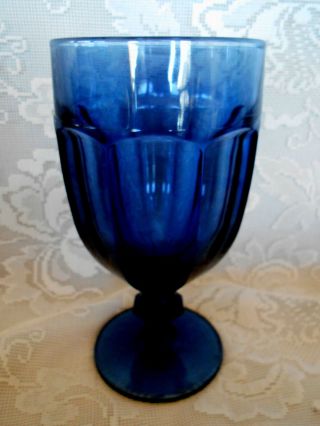 Vintage Libbey/rock Sharpe Duratuff 16 Oz.  Dark Blue Water Goblet - U.  S.  A.