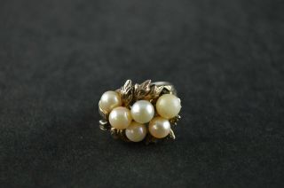 Vintage Sterling Silver Dome Ring Pearl Beads - 7g