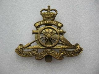Lovely Vintage Royal Canadian Canada Artillery Brass Cap Badge Slider Scully Ltd