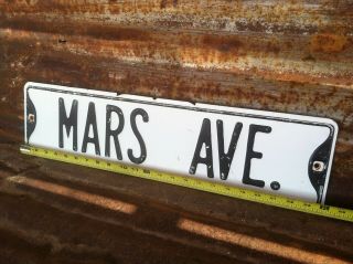 6 " X 24 " Vintage " Mars Ave " Pressed Embossed Steel Street Traffic Road Sign