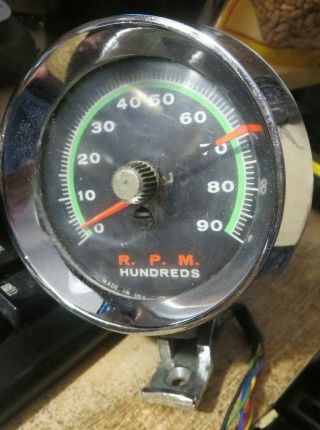 Vintage Made In Usa Tachometer 9000 Rpm Rat Rod Auto