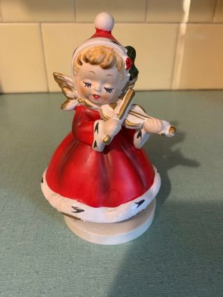 Vtg Napcoware Japan Christmas Girl Angel Figurine Playing Instrument Music 7259