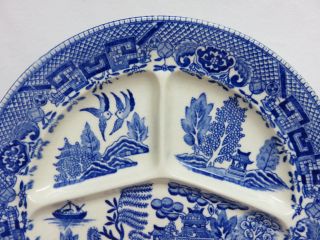 Vintage Occupied Japan Blue Willow Divided Restaurant Ware Pottery Plate 10 1/8 
