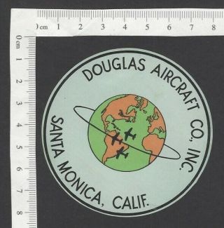 Douglas Aircraft Co Inc Santa Monica Calif Vintage Baggage Label
