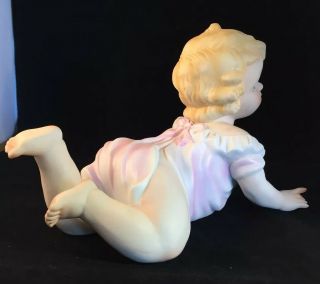 20 Antique Vintage Bisque Porcelain Piano Doll Baby Girl With Ruffled Gown 3