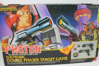 Vintage Ljn Entertech Photon Double Phaser Gun Target Toy Game E - 7500 From 1986