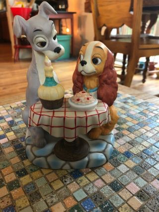 Vintage Walt Disney Lady And The Tramp Romantic Dinner Figurine Approx 7 " ×5¼ "