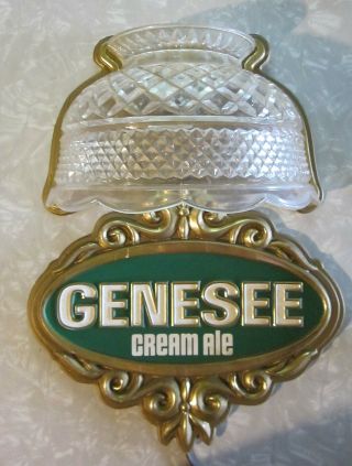 VTG Early 70 ' s GENESEE BEER / CREAM ALE Crystal Shade Wall Sconce Bar Light Sign 2