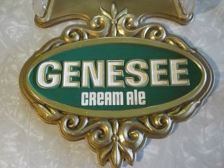 VTG Early 70 ' s GENESEE BEER / CREAM ALE Crystal Shade Wall Sconce Bar Light Sign 7
