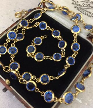 Vintage Jewellery Beautifully Sparkling Sapphire Bezel Set Crystal Necklace