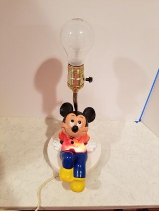 Vintage Disney Rubber Mickey Mouse Night Light Lamp 3 - Way No Shade Lamp