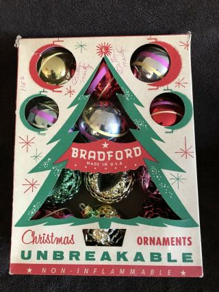 Vintage Glass Bradford Christmas Ornaments