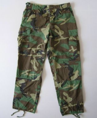 Vtg Camouflage Cargo Pants Army Surplus Woodland Camo Military Medium Short