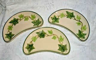 Vintage Franciscan Ivy Pattern Cresent Salad Plates Set Of 3