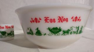 Vintage 7 Pc Hazel Atlas Egg Nog Punch Bowl 6 Cups Box Milk Glass 5