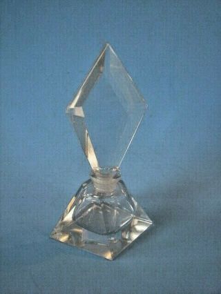 Vtg Clear Art Glass Vanity Perfume Bottle W/ Stopper