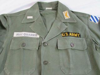 Vtg 50s 60s Us Army Named 3rd Infantry Og 107 Green Utility Shirt Patch Uniform