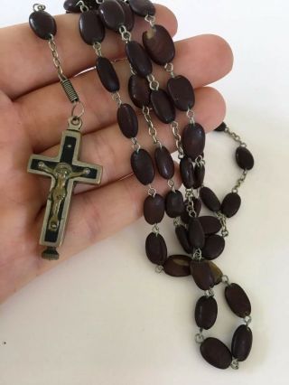 Old Vintage Antique Relic Crucifix Cross Seed Bean Rosary Roma