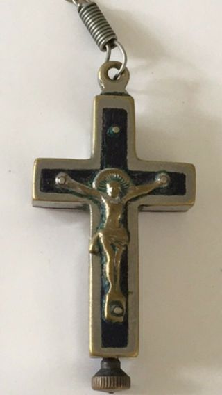 OLD Vintage Antique Relic CRUCIFIX CROSS SEED BEAN ROSARY ROMA 3
