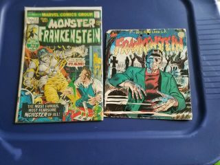 Vintage Frankenstein Monster Comic And 33 1/3 Rpm Vinyl Record