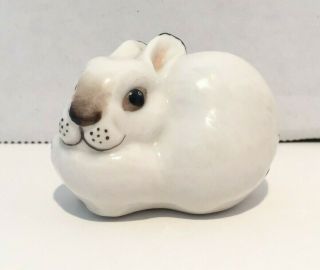 Vintage Lomonosov Russia White Bunny Rabbit Porcelain Figurine Made In Ussr