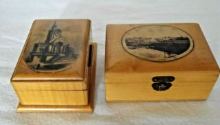 Two Small,  Vintage Mauchline Ware Boxes Girvan & Burns Monument Kilmarnock