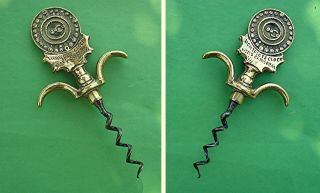 Vintage Brass Double - Sided Eyebrow Corkscrew Lightfoot Clock Wells Cathedral