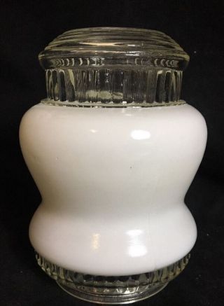 Vintage Clear White Glass Ribbed Jelly Jar Porch Light Ceiling Replacement Globe