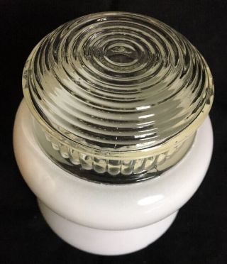 Vintage Clear White Glass Ribbed Jelly Jar Porch Light Ceiling Replacement Globe 2