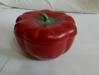 Vintage Tomato Shaped Glass Refrigerator Dish With Lid
